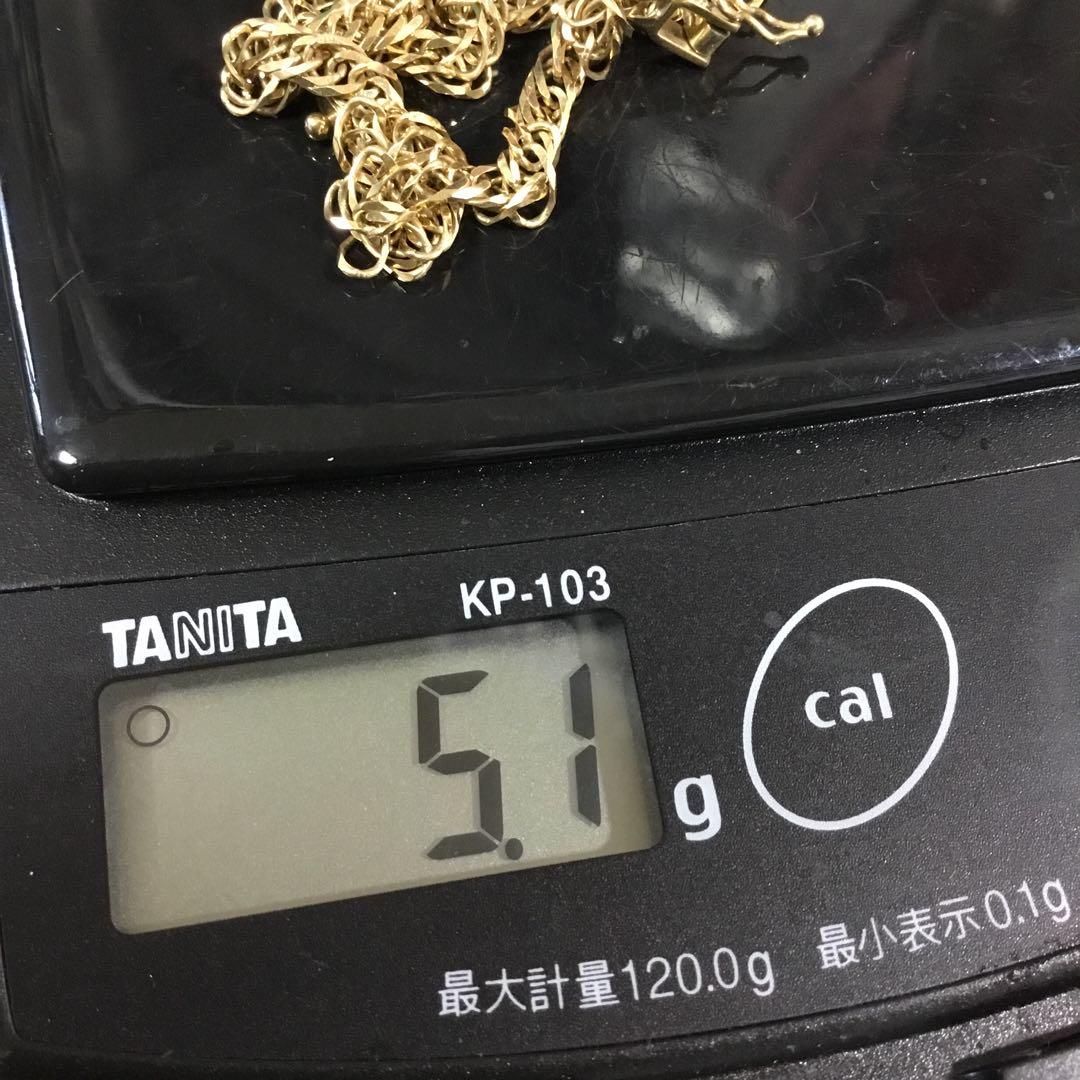 K18 金　造幣局検定　6面カットダブル喜平ブレスレット　5,1g