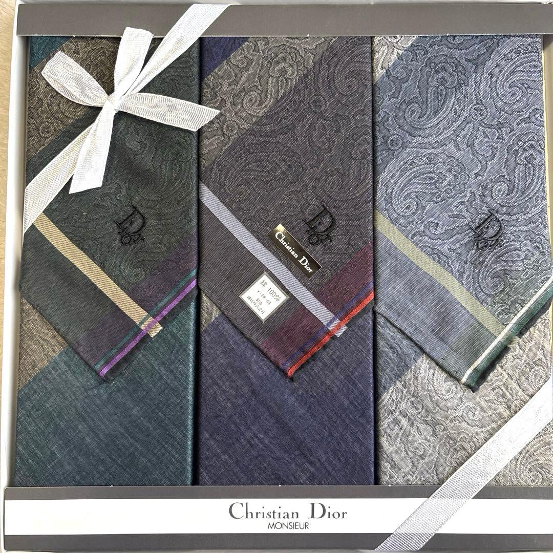 未使用品】Christian Dior ハンカチセット3枚 箱付き - メルカリ