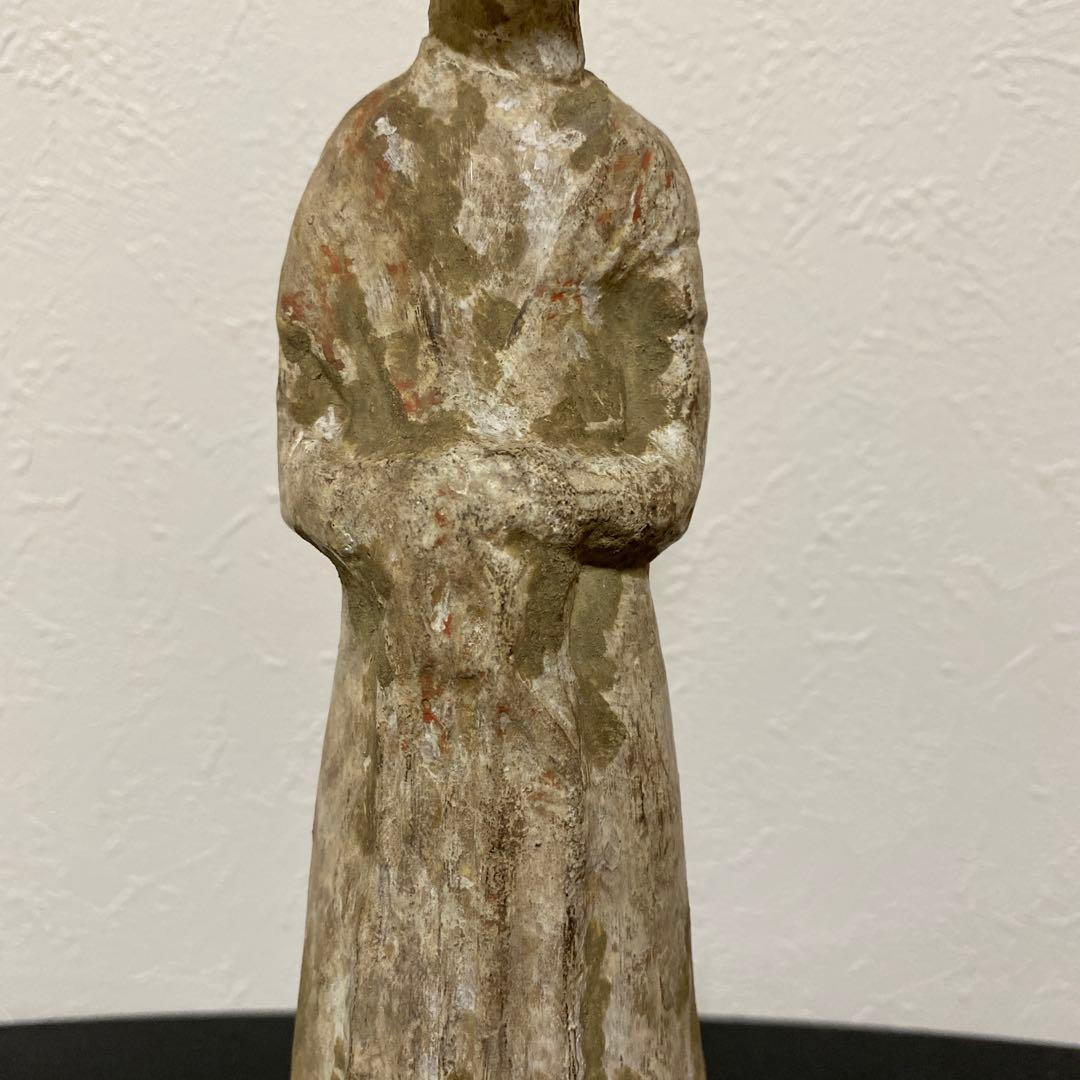 中国美術 唐 加彩 婦人俑 置物