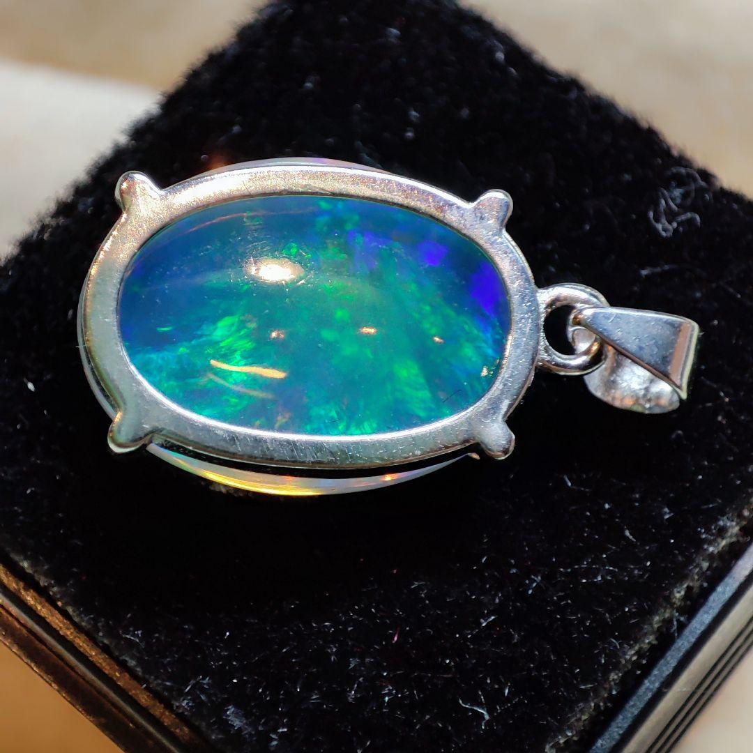 天然石エチオピアオパール ペンダントトップ ハンドメイド Silver