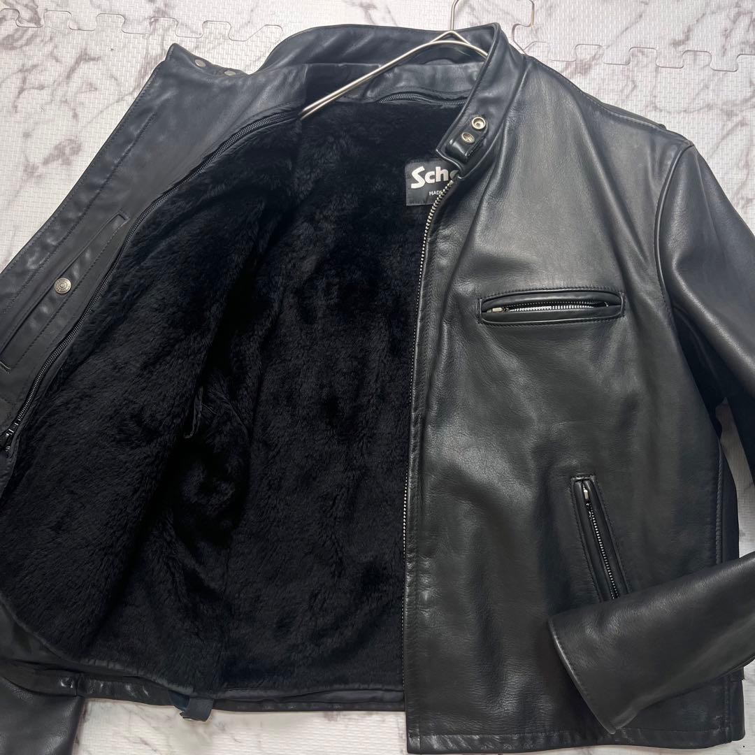 な*な様 46size/外観美品✨【米国製】schott シングルライダース 6 米国製 Schott 641 34インチ ブラック 牛革 シングルライダース - メルカリ