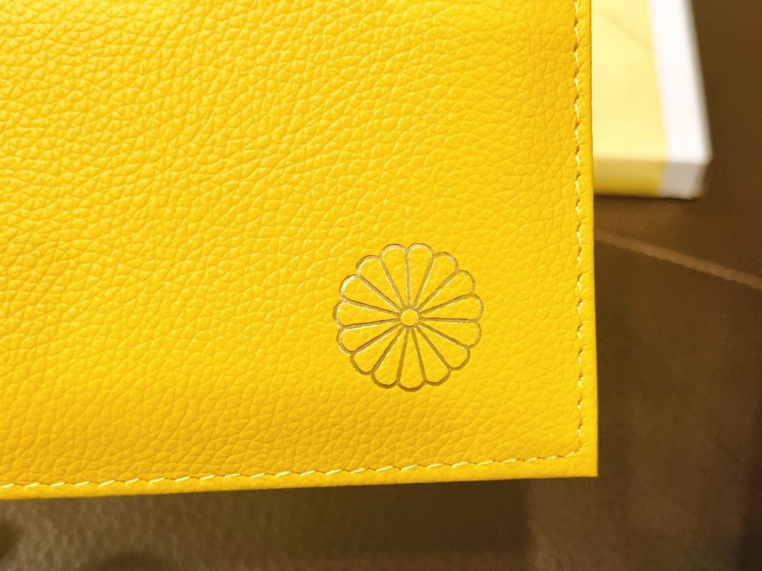 皇居 限定 長財布 黄 東御苑 本丸 売店 本革 イエロー 折り財布 皇居 財布
