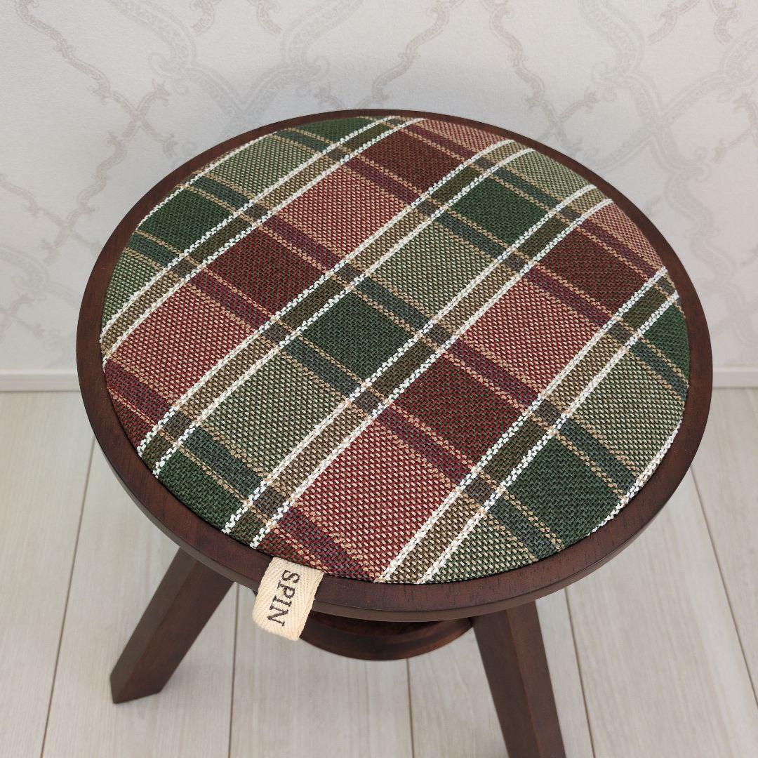 中古　スツール　３脚　チェック　椅子　木