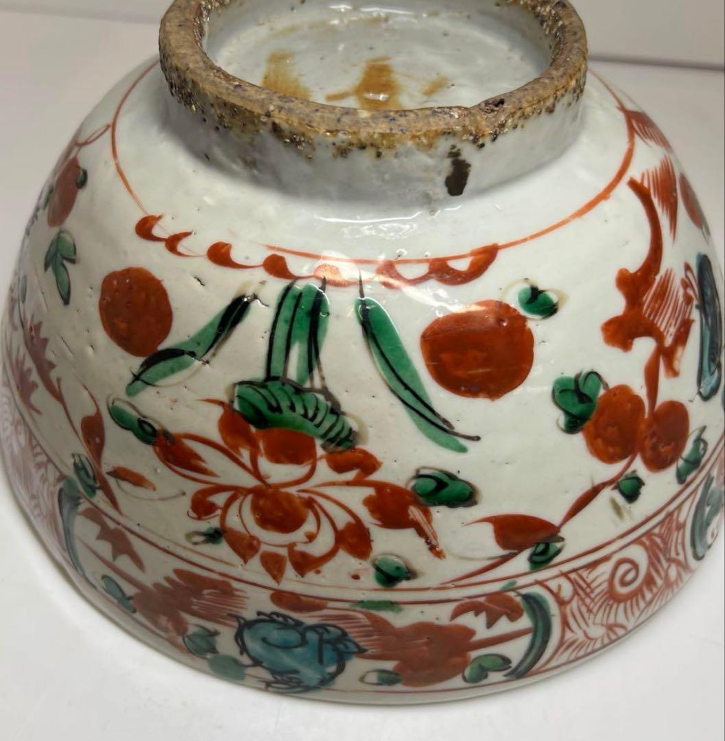 中国明時代 明代の大椀 果物鉢 南京赤絵大壷 置物 アンティーク 骨董