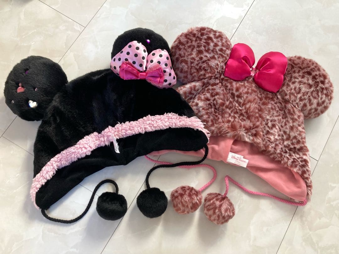 ディズニーファンキャップミニー黒ピンク