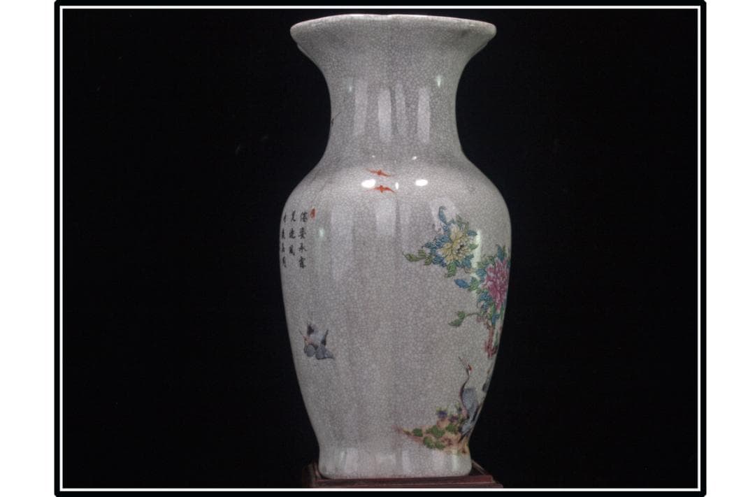 祖父蔵出品　　中国 清時代　在銘手描き花瓶 骨董品 DE1038B12-5