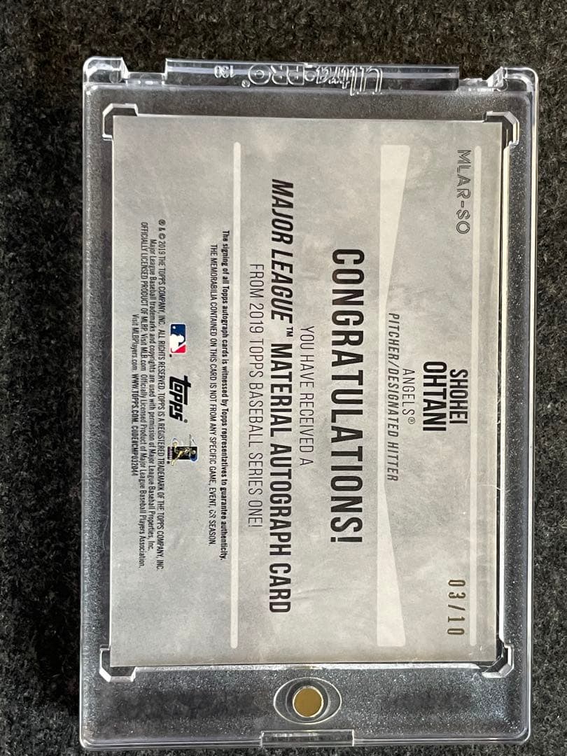 10枚限定 直筆サイン 大谷翔平 Topps 2019 実使用ジャージー