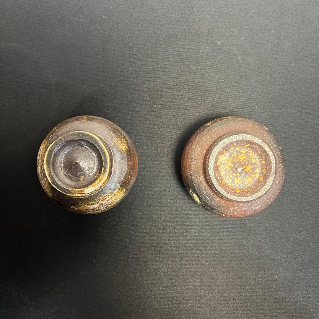 未使用】 備前焼 奥本健一 徳利 おちょこ 3点 酒器 未使用】 備前焼 奥