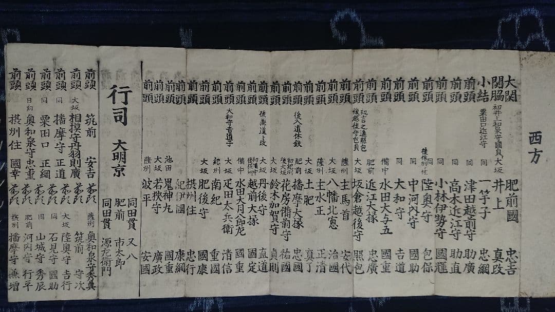 江戸後期 両面摺り刀剣番付『銘尽大角力』新刀 日本刀 武具 和本古文書