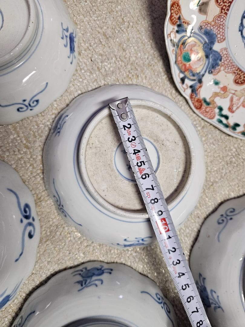 夏*J様 豪華‼️ 幕末明治の染錦 7寸中皿 小皿 なます皿 向付け 各種５客づ