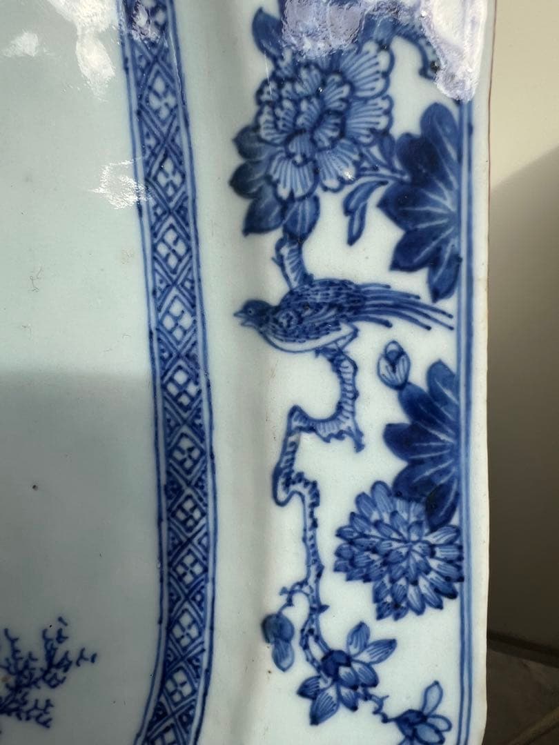 中国清時代骨董の風景画皿 アンティーク