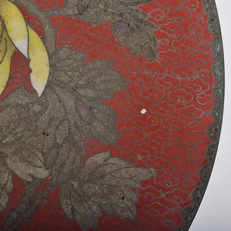 中国 古七宝琺瑯彩 花蝶文盤 皿 V R8772 上海 香港