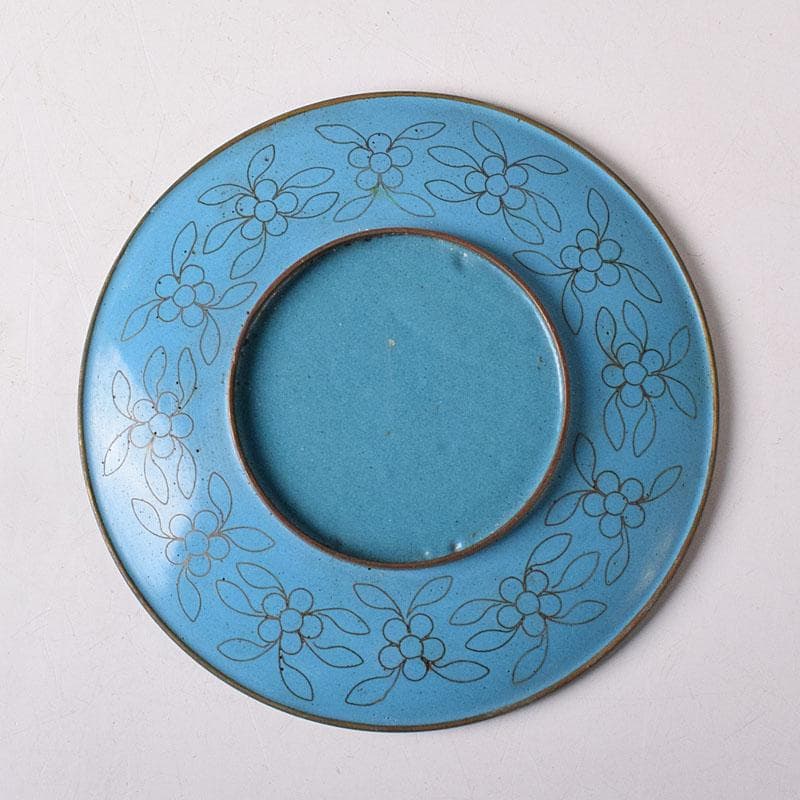 中国 古七宝琺瑯彩 花蝶文盤 皿 V R8772