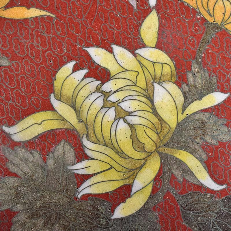 中国 古七宝琺瑯彩 花蝶文盤 皿 V R8772