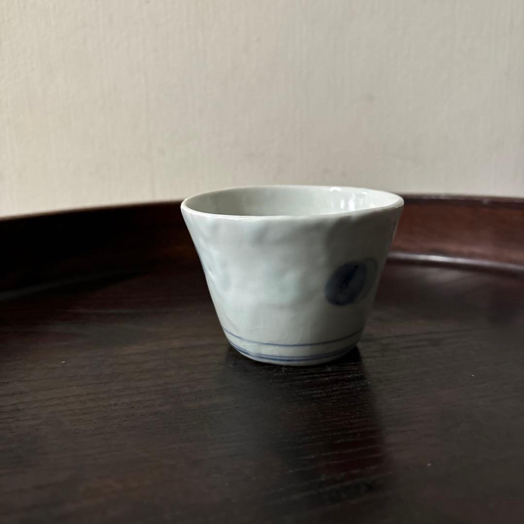 古伊万里染付丸文蕎麦猪口　生掛け　くらわんか　江戸前期　白磁　検:白洲正子　李朝