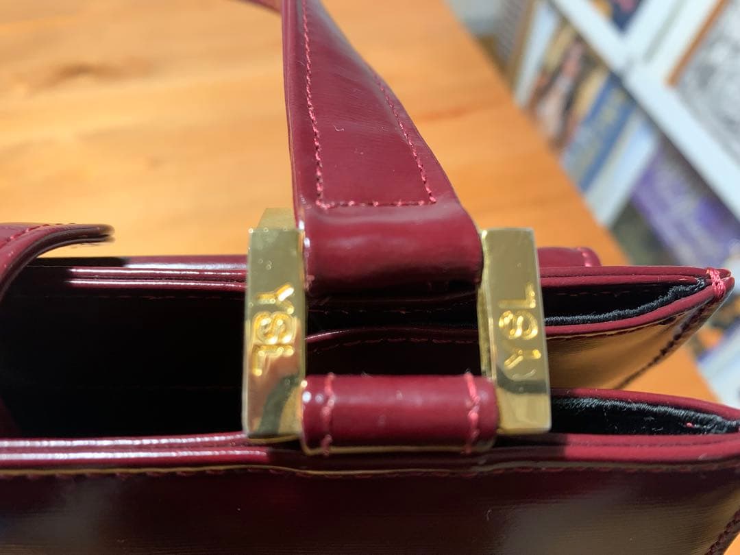 美品 イヴ サンローラン ヴィンテージ YSL バーガンディ レザー