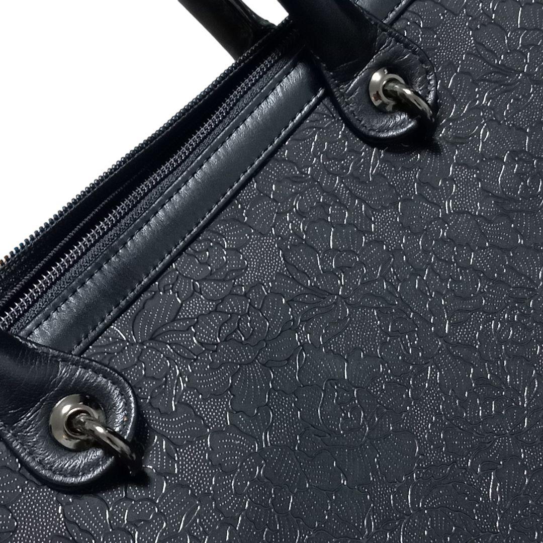 印伝 ボストンバッグ ブラック 花柄 フラワー 本漆 ビジネス 旅行