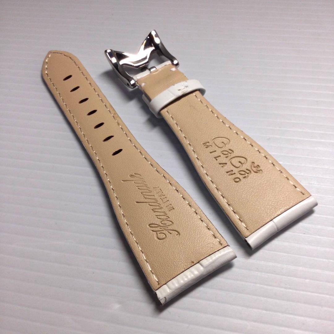 正規未使用品 ガガミラノ 48mm用 白 レザーベルト マヌアーレ クロノグラフ