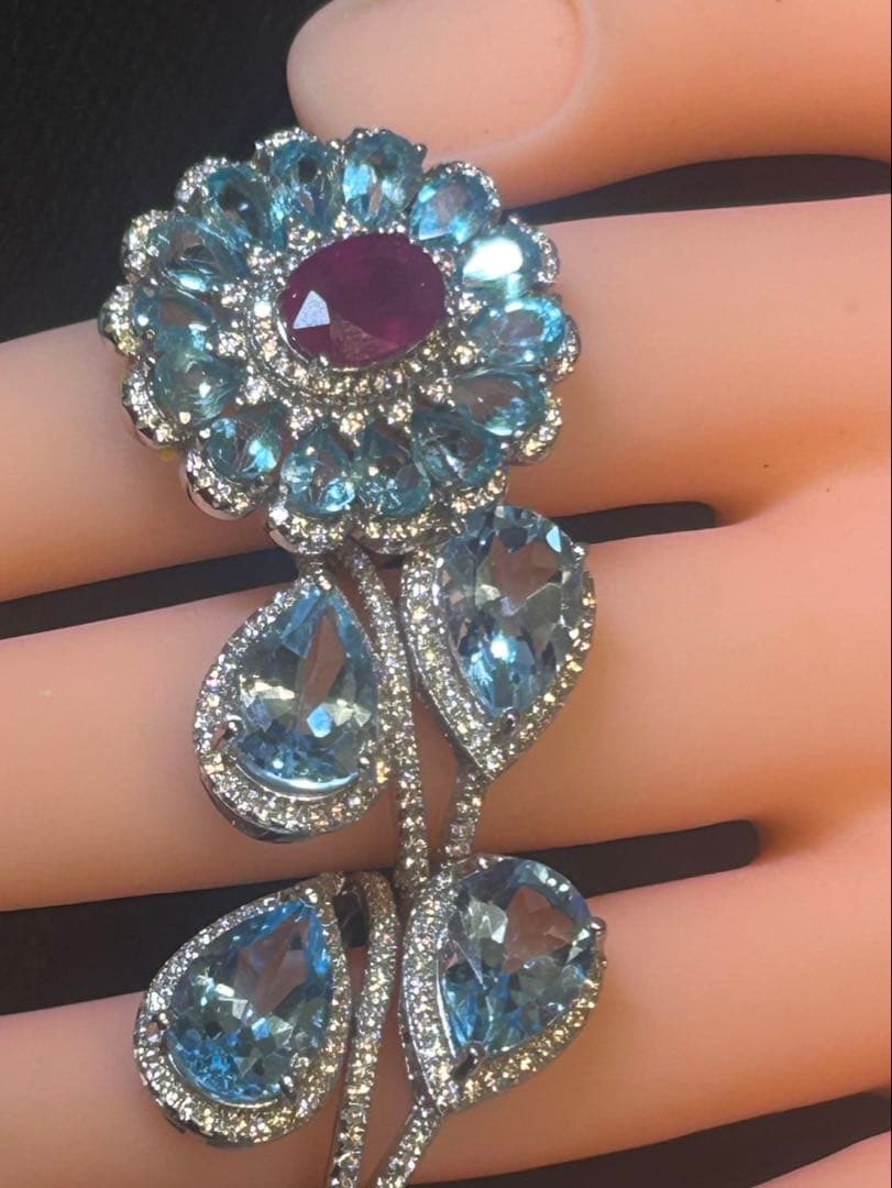 ハートちゃん❣️天然ブルートパーズデザインリング16 18号