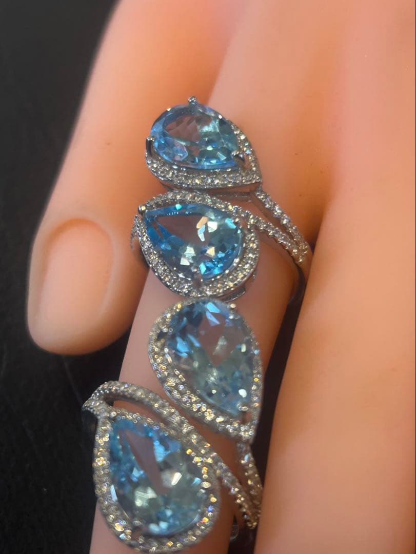 ハートちゃん❣️天然ブルートパーズデザインリング16 18号