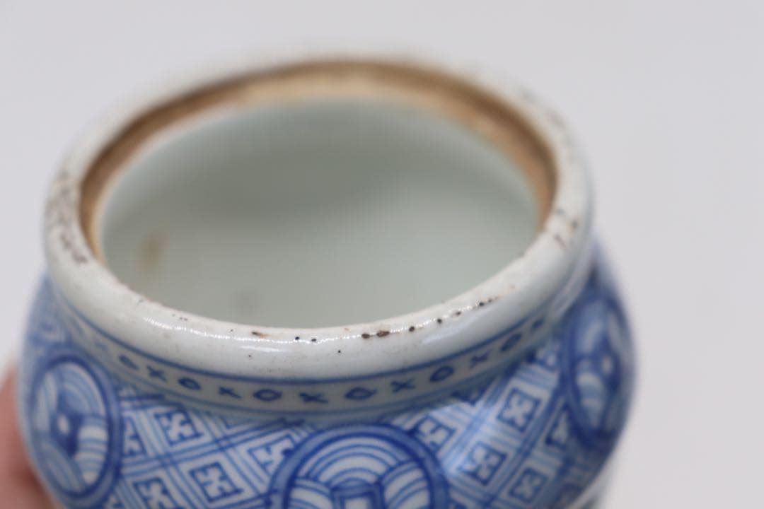 中国 染付 茶入 古壺 アンティーク 送料込み1021