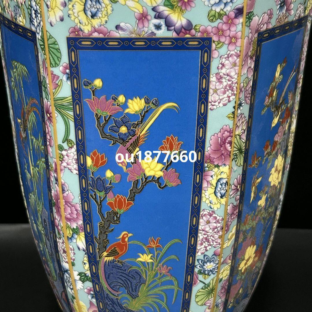 梅蘭竹菊六方瓶 景徳鎮 陶磁器 装飾品 現代工芸品 美術
