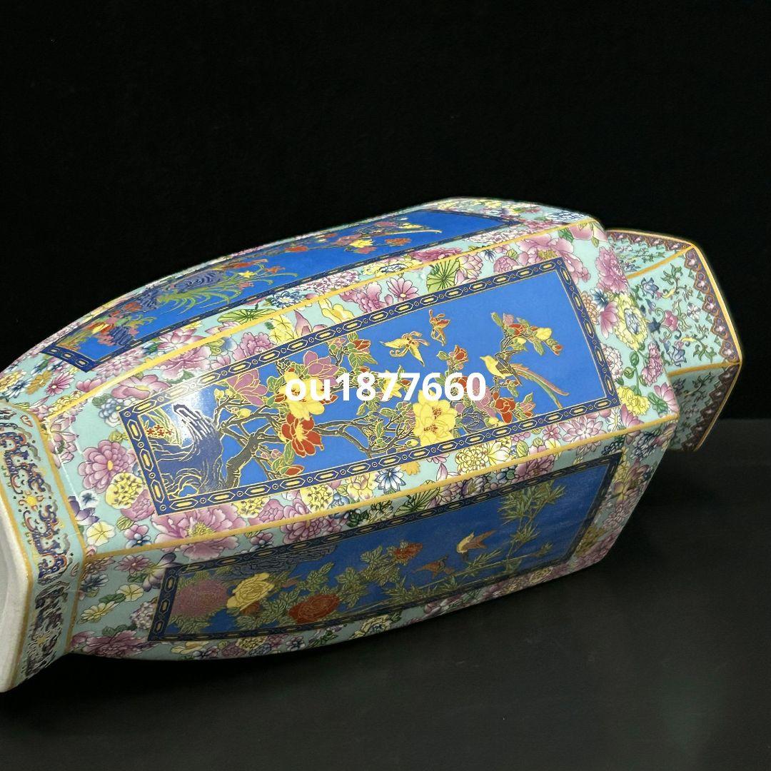 梅蘭竹菊六方瓶 景徳鎮 陶磁器 装飾品 現代工芸品 美術