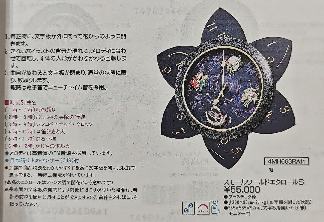 スモールワールド エクロールS からくり時計 メロディ時計 レア 動作確認済み