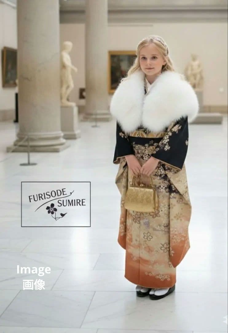 408黒 大正浪漫 夢二 桜 正絹振袖6点フルセット成人式卒業