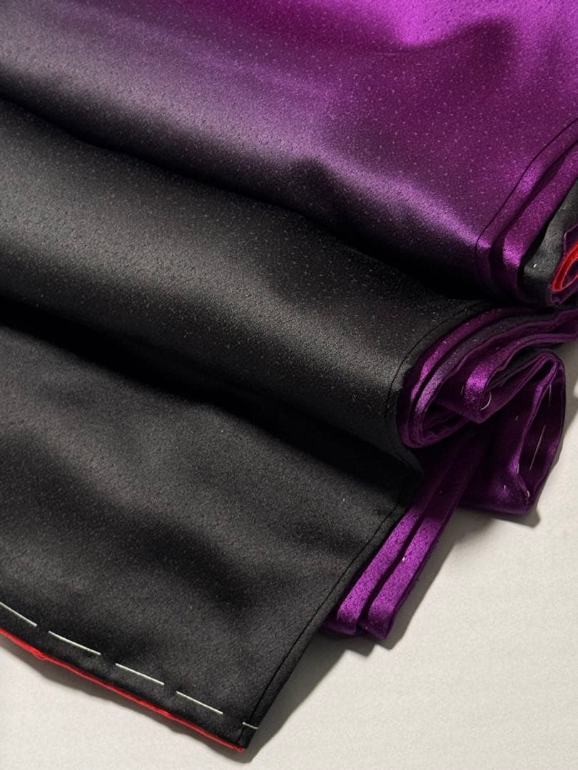 美品] ヴィンテージ 振袖 成人式 手縫い 紫 黒 繻子 綸子 結婚式