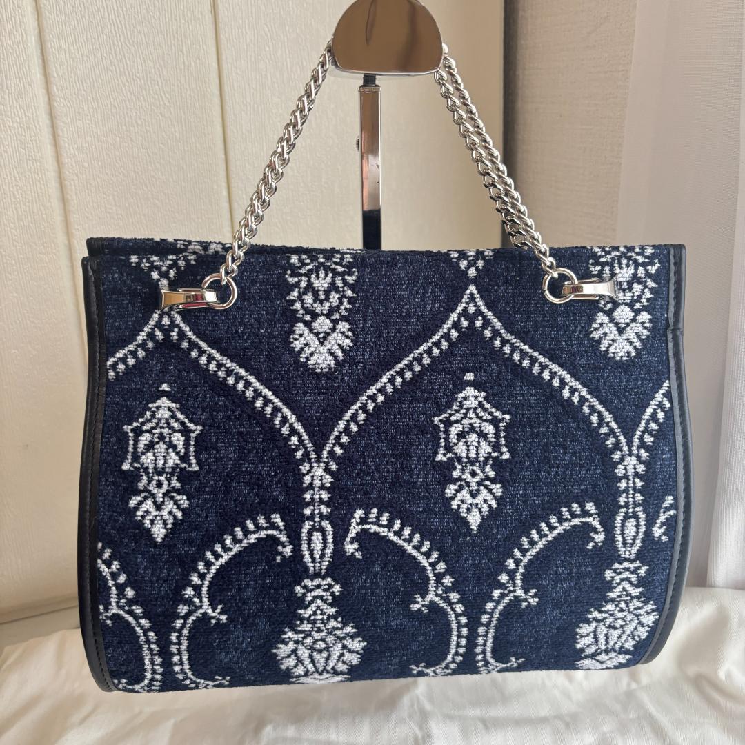 【新品未使用】A VACATION　TEARS　チェーンハンドバッグ　ネイビー