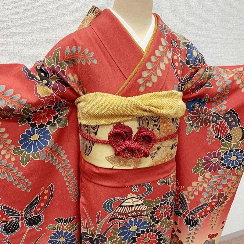 412z2.411y11.小物類☆紅型振袖 宮崎良次 辻が花 京紅型 作家物 赤