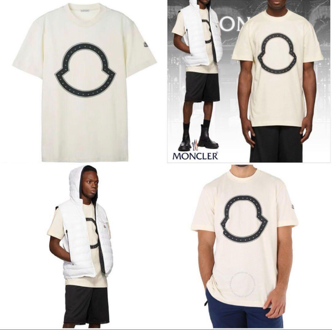MONCLER スタッズ デザインTシャツ クリーム色｜