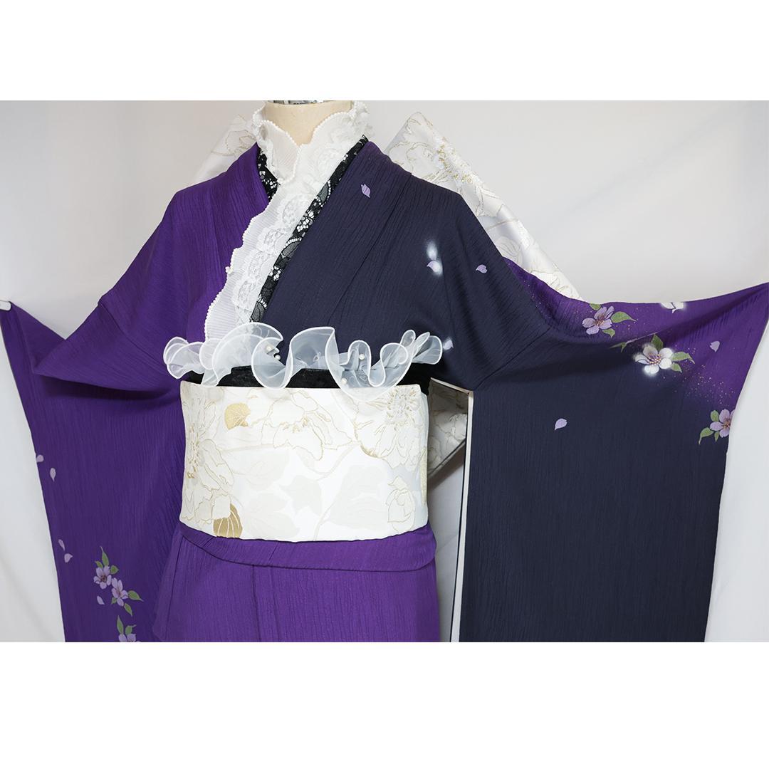 美品□山口小夜子やまと□振袖7点セット帯新品帯締め紫正絹フルセット