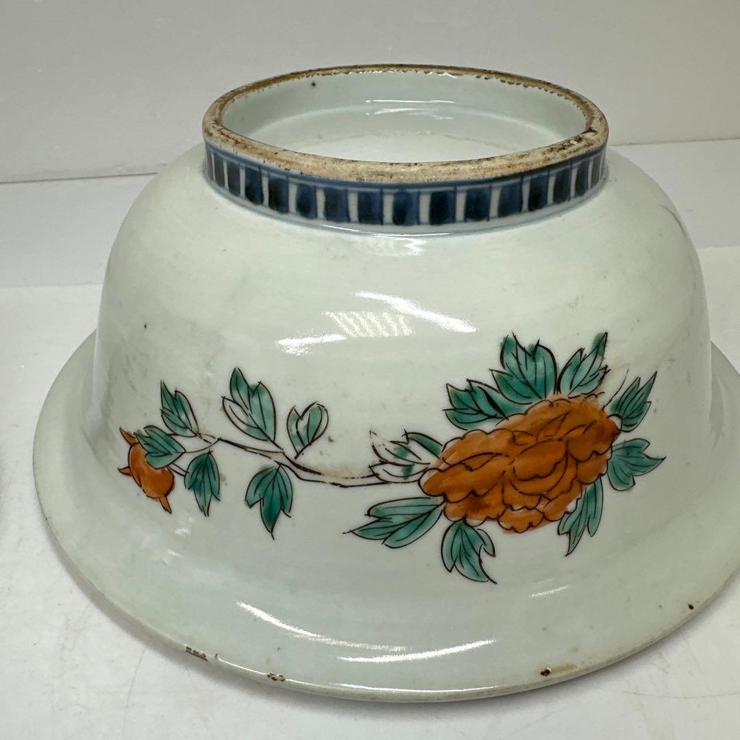 古伊万里　赤絵大鉢　２客　幅約22.8㎝　タサチ　東さ7-0420④