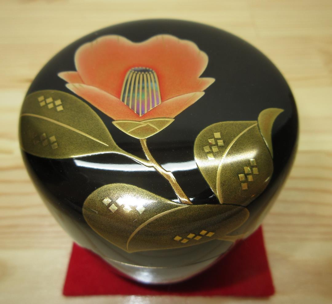 茶道具棗鈴谷鐵五郎椿蒔絵