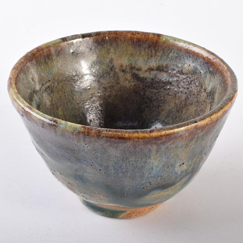 瀬戸焼 古瀬戸 窯変 海鼠釉 ぐい呑 酒盃 書付時代箱 V R7768