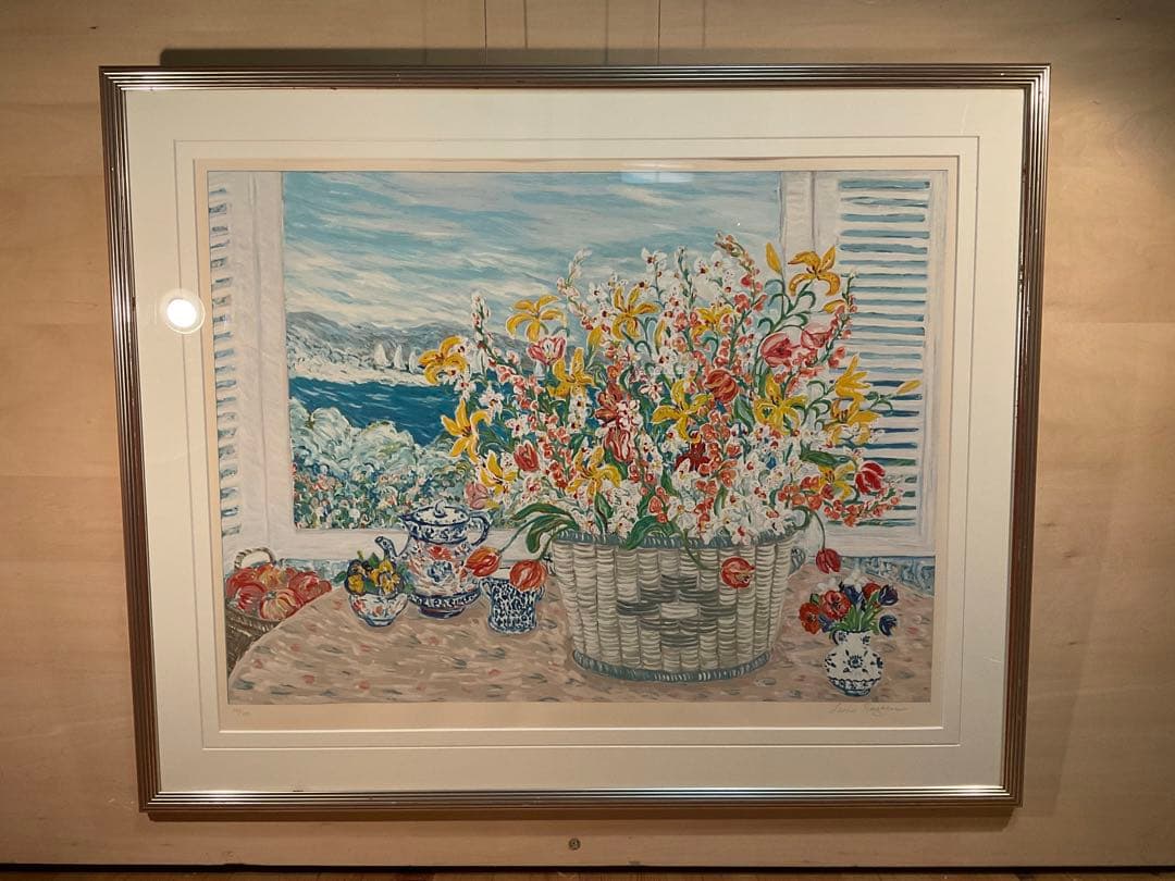 レスリー・セイヤー「バスケットオブリリーズ」シルクスクリーン直筆