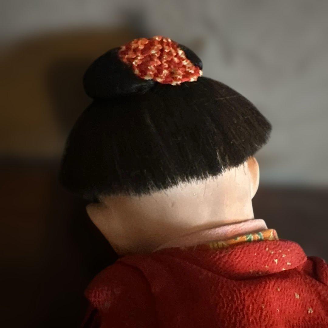 瞬間的お値下げ‼️ヴィンテージ 市松人形 赤と緑の花柄着物 幼子