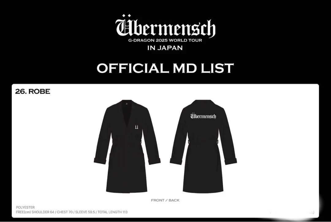 G-DRAGON 2025 WORLD TOUR ローブ G-DRAGON 2025 WORLD TOUR ローブ G-DRAGON 2025 WORLD TOUR ローブ G