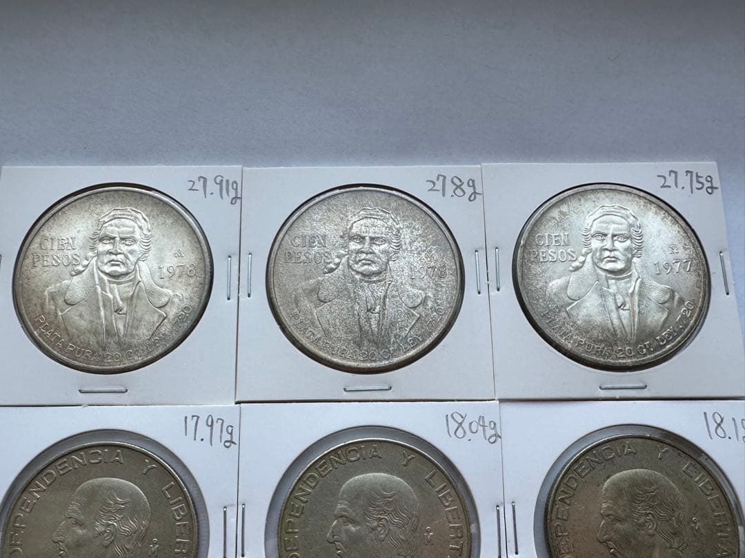 メキシコ銀貨 6枚大型銀貨メキシコプラタ プラ シエン 銀貨古銭本物