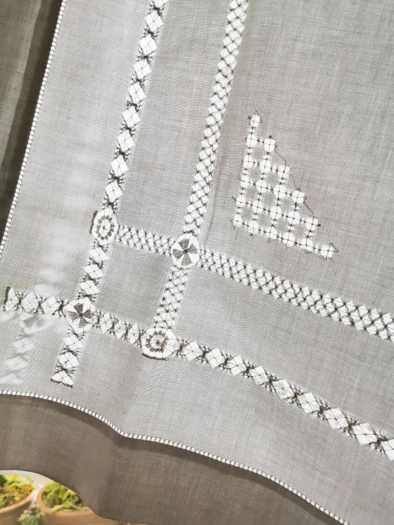 アンティークイギリス ホワイトニードルワークsabaレース梯子刺繍