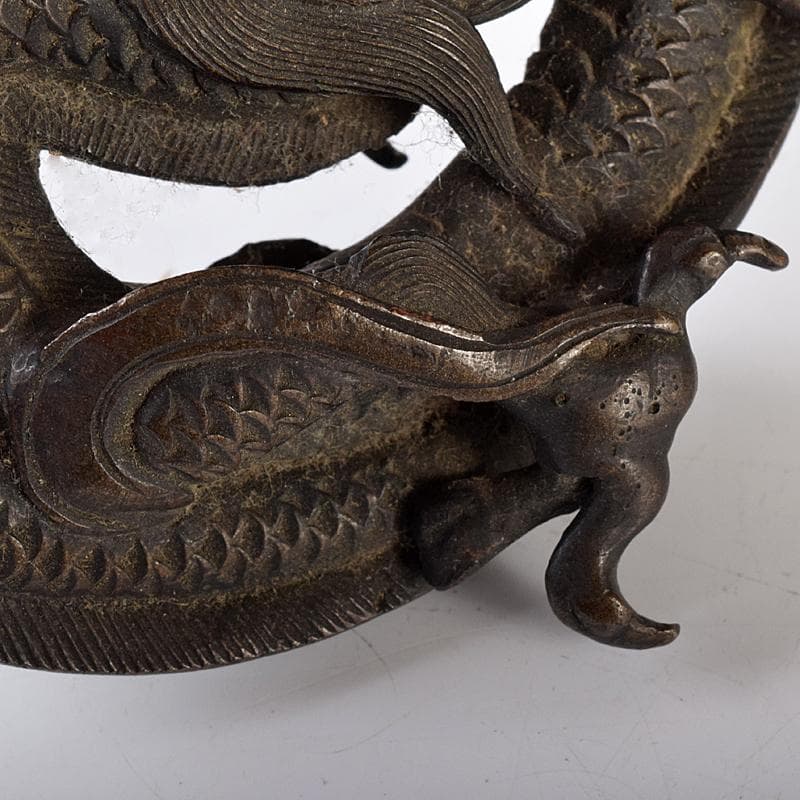 中国　古銅　龍　紙鎮　墨床　蓋置　置物　T　R8206