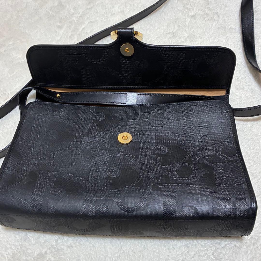 美品　クリスチャンディオール　トロッター　ショルダーバッグ　ブラック　レザー