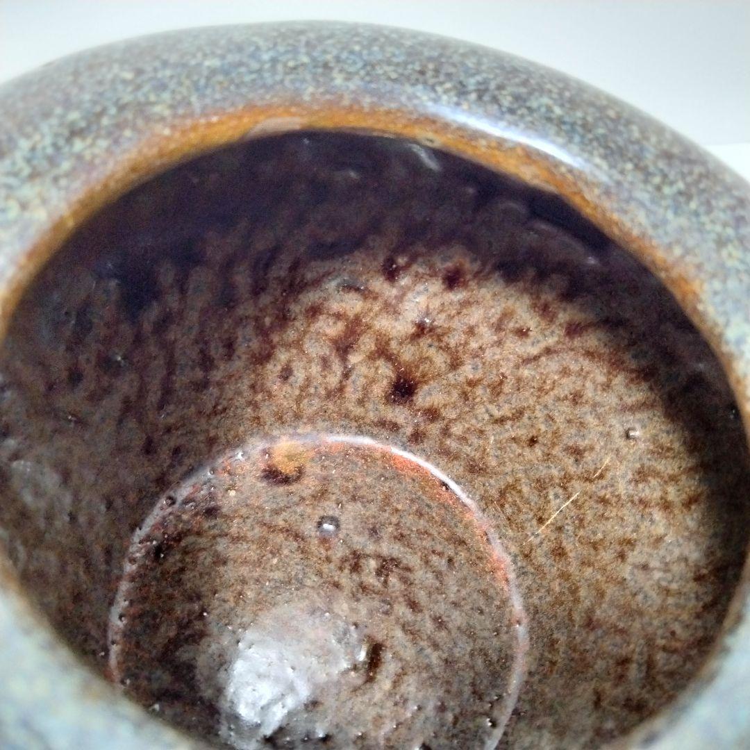 S390 中国 清代 葛明祥造 海鼠釉 火入一対 香炉 火鉢 木箱付　C