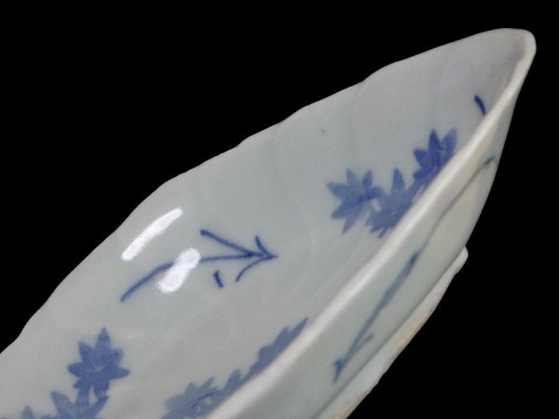 古伊万里 こんにゃく印判 紅葉の図 菱形変形小皿 江戸中期 A346AS-CWr