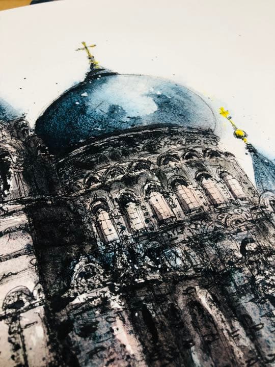 水彩画 原画 ハギアソフィア大聖堂（ハルビン）