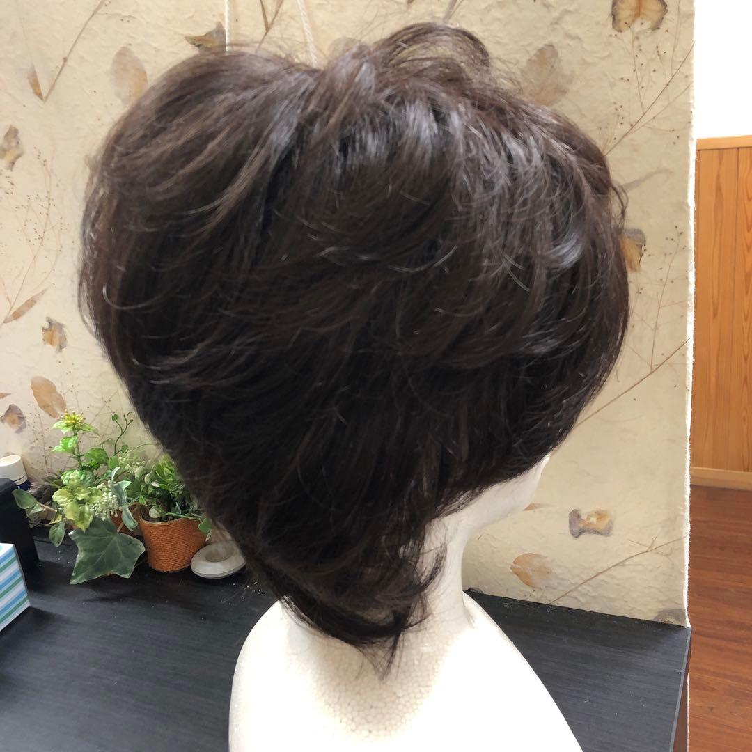 新品 医療用ウィッグ 総手植えショートカット 長め カール柔らか ブラウン