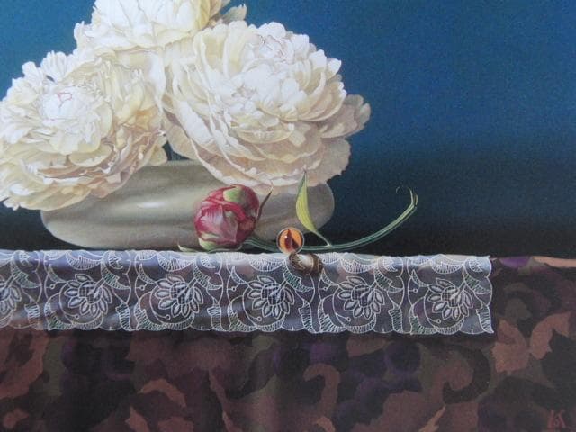 小澤一正、【日常の静物―芍薬―】、希少な額装用画集画、新品高級額