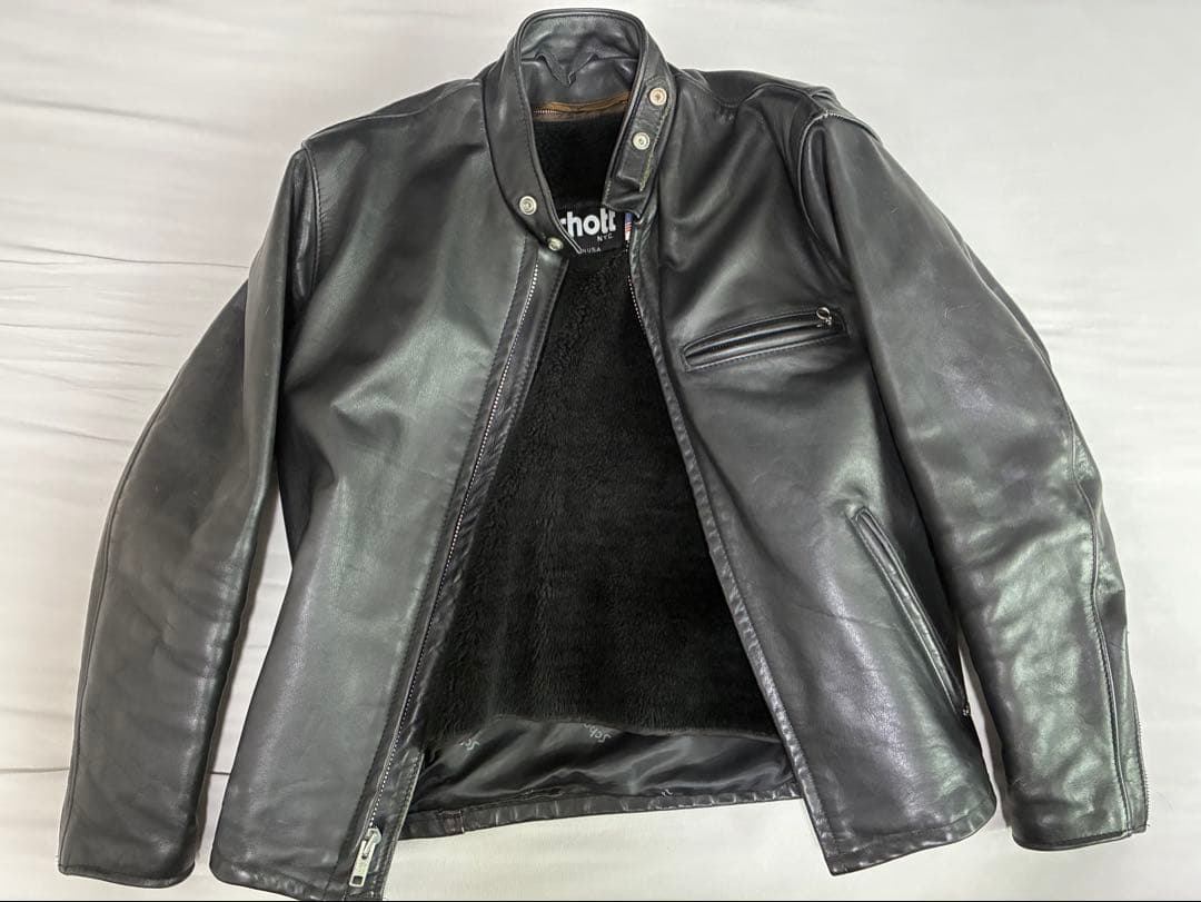 SCHOTT 641 シングルライダースジャケット ボアライナー 38 L相当 Schott 641 シングルライダース ボアライナー付 サイズ38 ブラック
